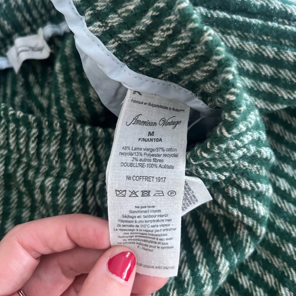 American Vintage Green Gingham Wide-Leg Pants - Picture 8 of 9
